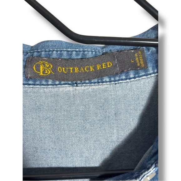 Outback Red Classic Medium Wash Denim Long Cuff Sleeves Button-Up Shirt - Picture 7 of 14